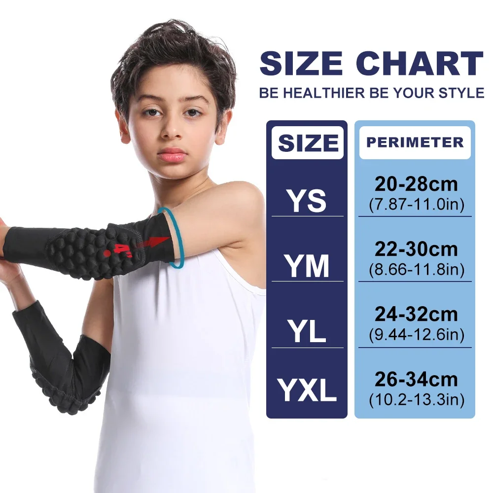 Compression Padded Arm Sleeve for Youth Kids, Basketball Elbow Pads Arm Sleeve Protection for Volleyball Football Baseball