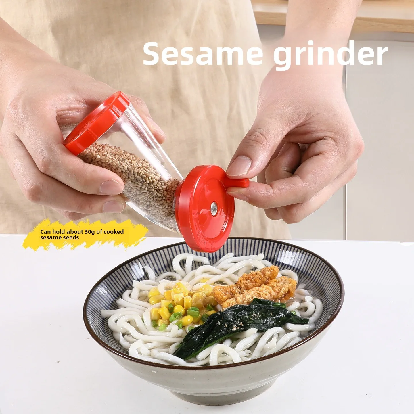 Sesame-Seed Grinder,75ml Sesame-Seed Dispenser,Multifunctional Kitchen Seed-Grinding Tool,Manual Sesames Mill For Kitchen