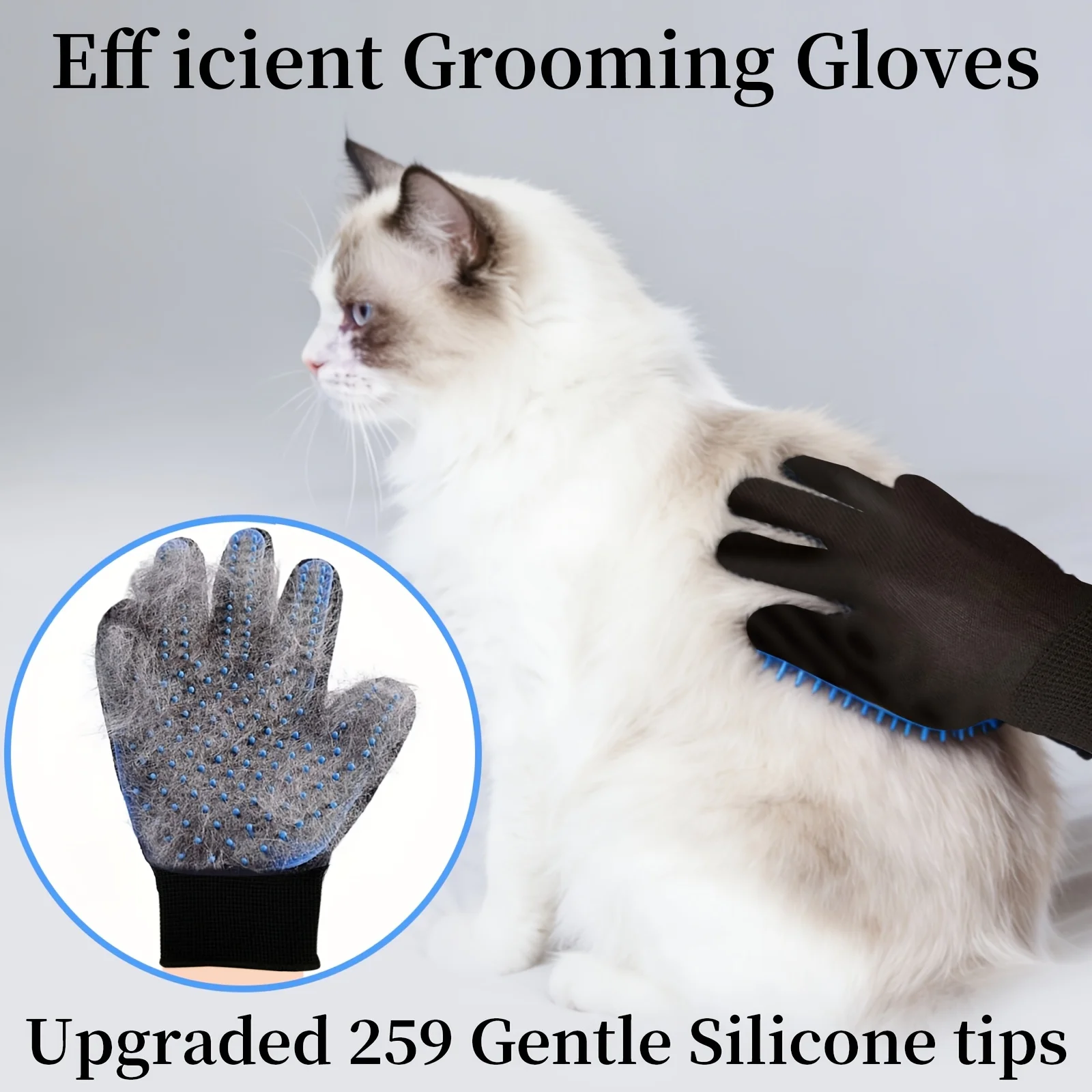 Pet Grooming & Deshedding Glove with Massage Brush