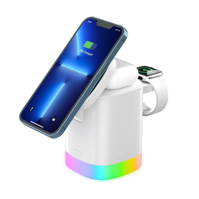 

Macsafe 3-in-1 Night Light Base Wireless Fast Charging Magnetic Folding Bracket for iPhone14/13/12pro Watch Airpods