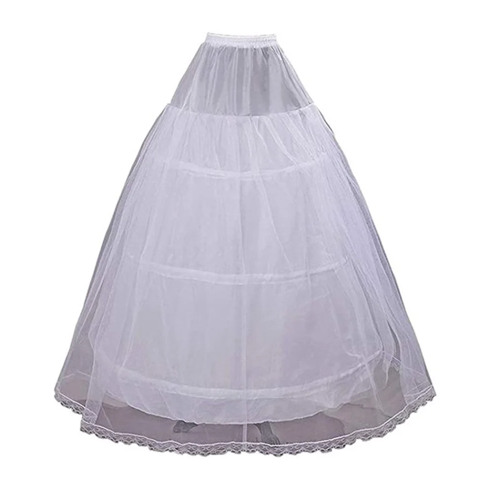 Lace Edge 3 Hoops Large Skirt Bride Bridal Wedding Dress Support Petticoat for Women Costume Skirts Lining