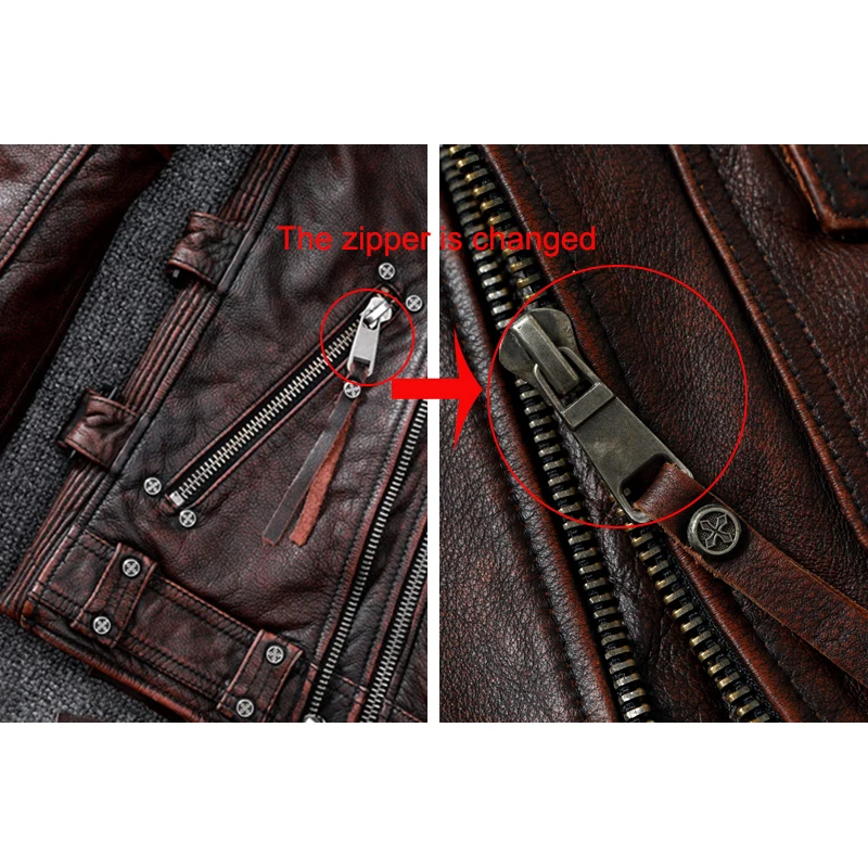 Men Leather Jacket Motorcycle Cowhide Genuine Leather Jacket Men Slim Stone Milled Retro Calfskin Leather Coat Moto Biker Riding