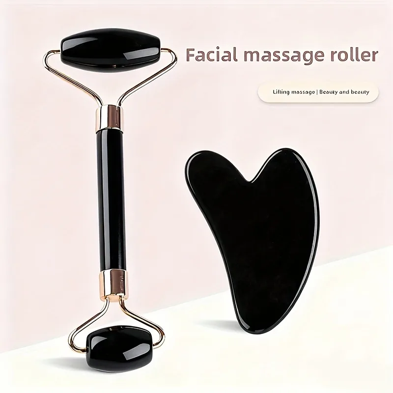 Set di Strumenti per Massaggio di Bellezza, Nuovo Bastoncino Leggero in Plastica, Strumento per Massaggio Viso e Corpo a Doppia Estremità con Rullo - immagine 2
