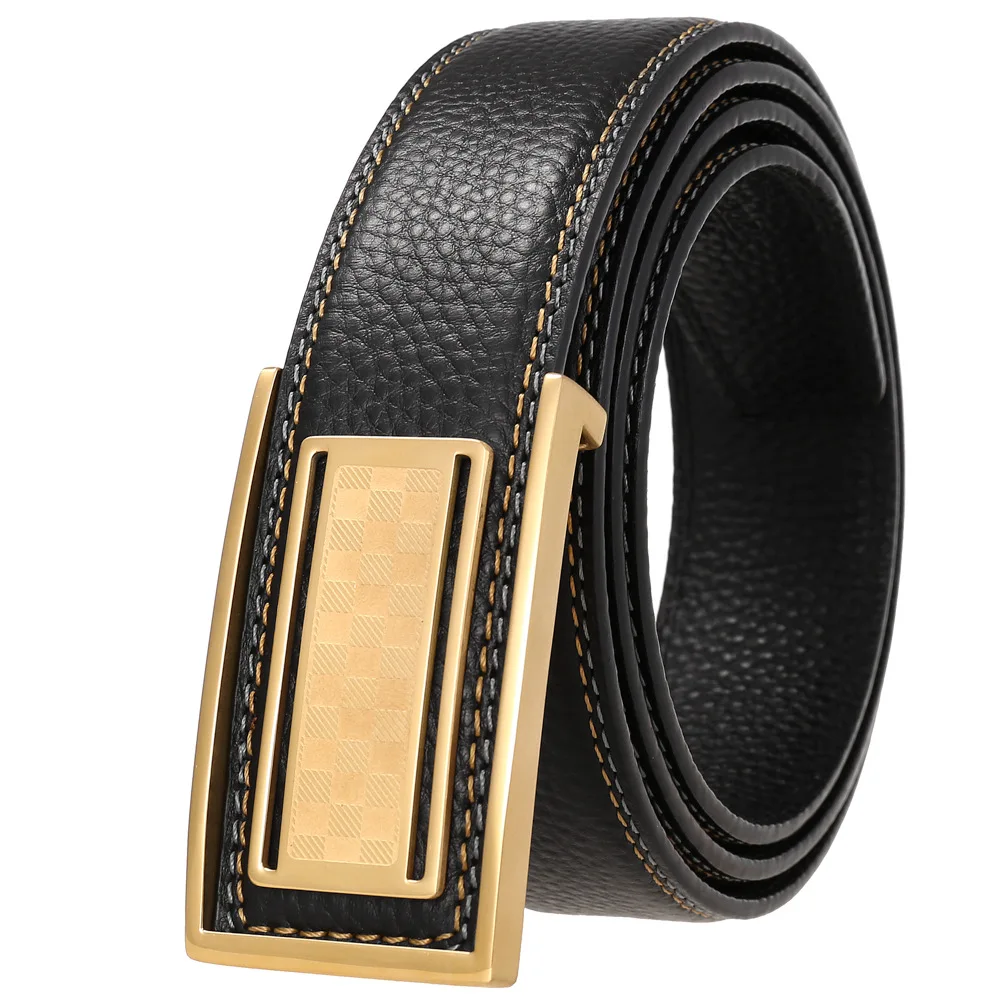 

High-Grade Crocodil Men's Leather Embossing Automatic Checkoff Full-Grain Leather Business Waistband Belt Luxury Designer