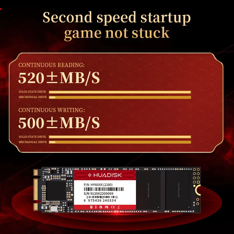 HUADISK SSD M2 SATA 2280, M.2 SATA ޴ SSD ̽, 512GB, 1TB ָ Ʈ ̺, SATA3.0, 6 GB/s ϵ ũ, Ʈ ũž