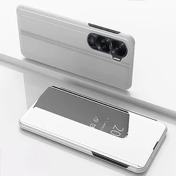 Smart View Mirror Flip Case - Shockproof Stand Cover for Honor 90 Smart (Silver)