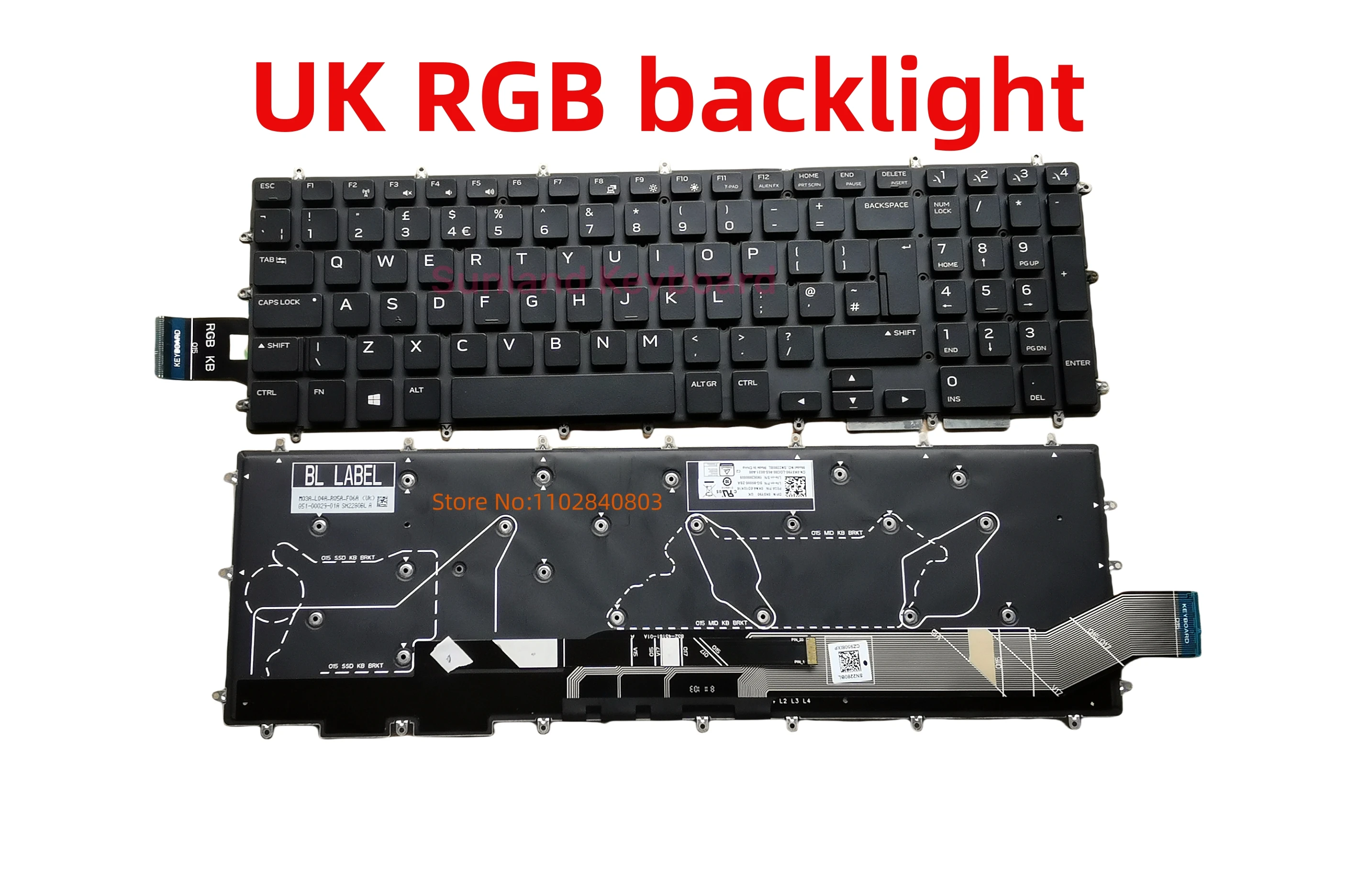 FR GR JP UK LA 노트북 RGB 백라이트 키보드, 델 앨리언웨어 M15 R1 M17 R1 2019 P79F P79F001 P37E P37E001 1PGHR 01PGHR, 신제품