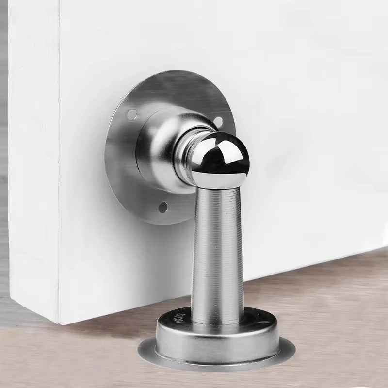 Stainless Steel Magnetic Doorstop Non-Punch Wind-Proof Door Stopper Wall Mounted Floor Mounted Door Holder Hardware
