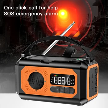12000mAh Emergency Weather Radio with 2 Solar Panels Hand Crank Radio AM/FM/NOAA Weather Radio Reading Lamp for Outdoor Survival 2