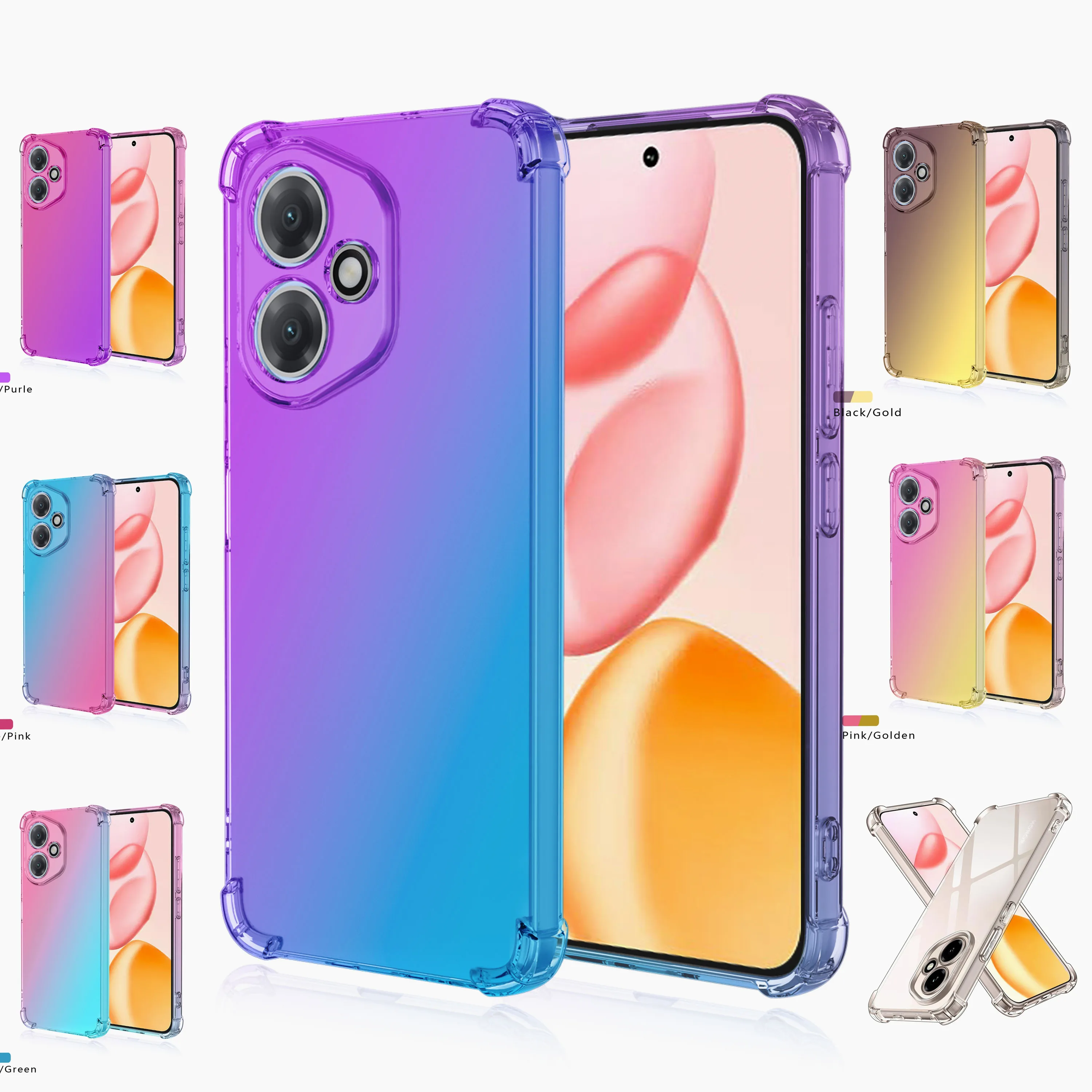 Shockproof Clear Gradient TPU Case - Protective Cover Shell Coque s