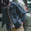 Maden Navy Vintage Jacket Men Turn-down Collar Hunting Tops Multi-Pocket Coat Men's Spring and Autumn Workwear Jacket 4