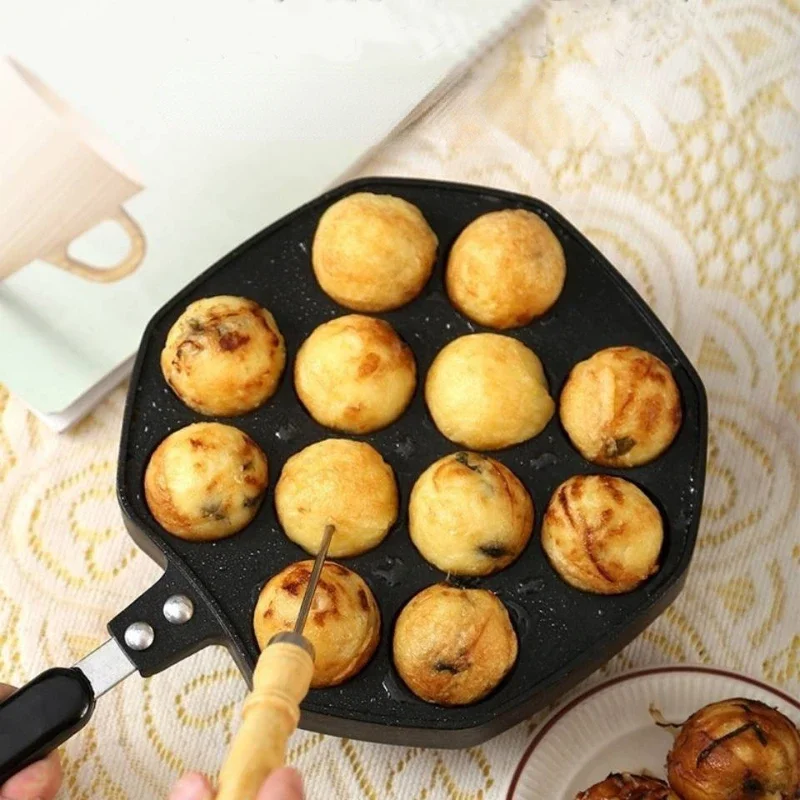 

Holaroom 12 Cavities Aluminum Alloy Takoyaki Pan Takoyaki Maker Octopus Small Balls Baking Pan Home Cooking Tools