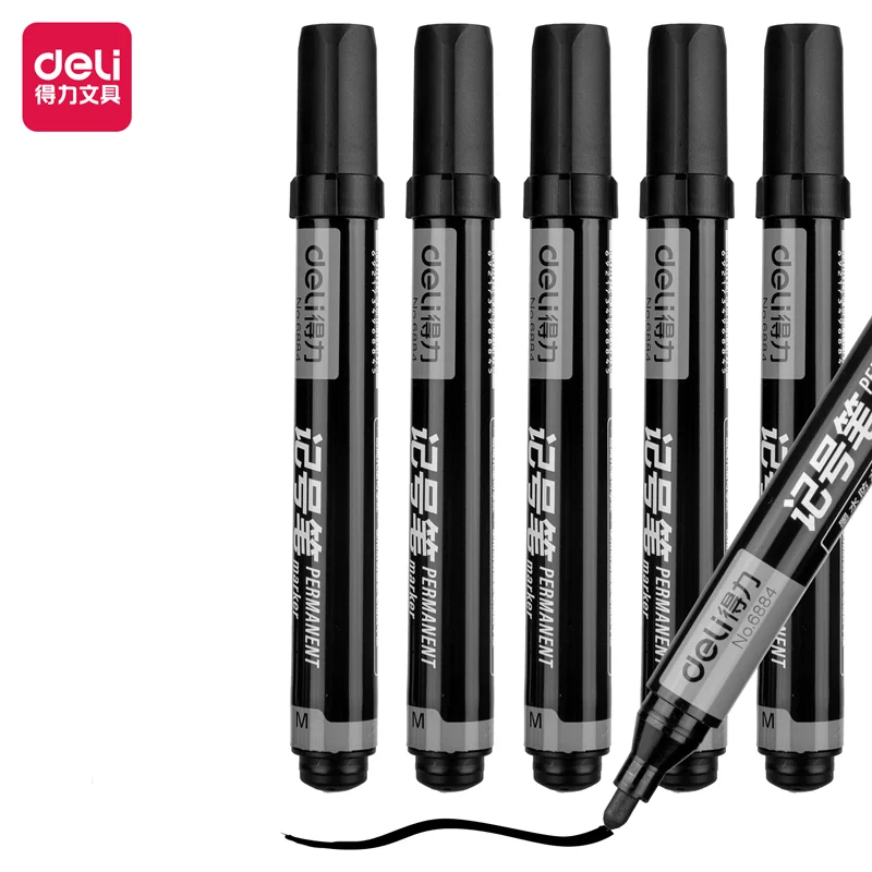 Deli 6884 10pcs Marker Black Ink Drawing tool School Student Supplies Stationery