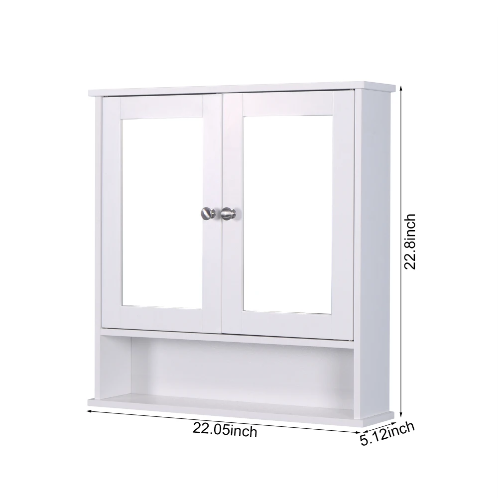 Wall Mounted Bathroom Cabinet with 2 Mirror Doors and Adjustable Shelf 2