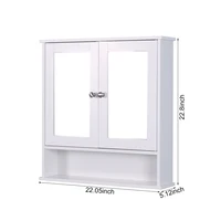 Wall Mounted Bathroom Cabinet with 2 Mirror Doors and Adjustable Shelf 2