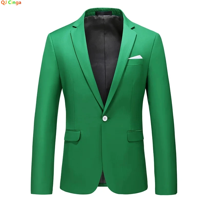 Single Button Men's Blazer Fashion Slim Men Suit Jacket Wedding Dress Coat Asian Size