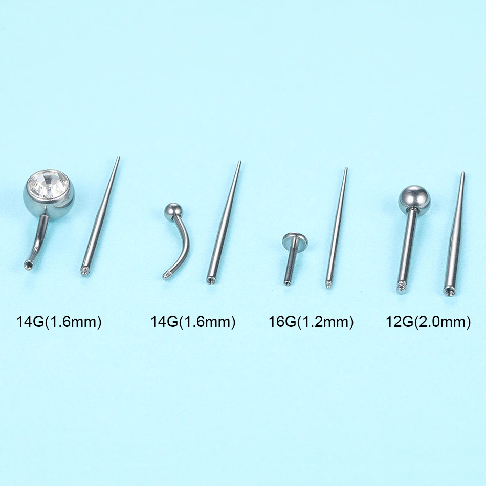10 Teile/los Edelstahl Einfügung Kegel Einfach Für Gewinde Threadless Piercing Ohrringe Schmuck Tragen Einfache Werkzeug 14/16/18/20G – Detail 10