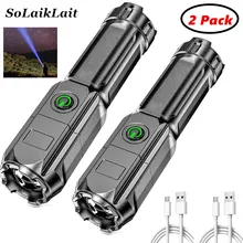 

2Pack Super Bright ABS Strong Tactical Led Flashlight Waterproof Outdoor Portable Rechargeable LED Flash Torch Built-in Battery
