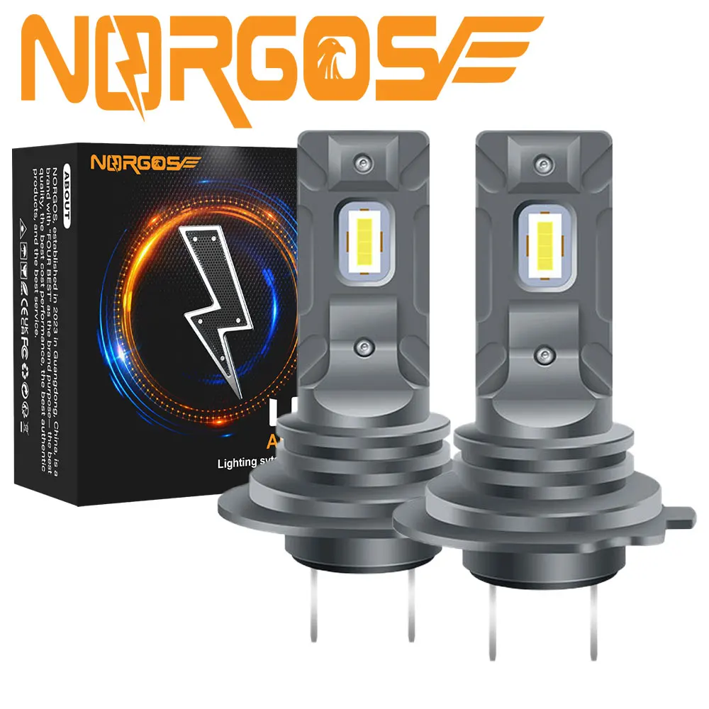 

(NORGOS) 2Pcs Mini H7 LED Headlight Bulb 6000K NO ERROR Fanless H3 LED Bulbs Light Head Lamp Car Driving Lamp Super Bright DRL