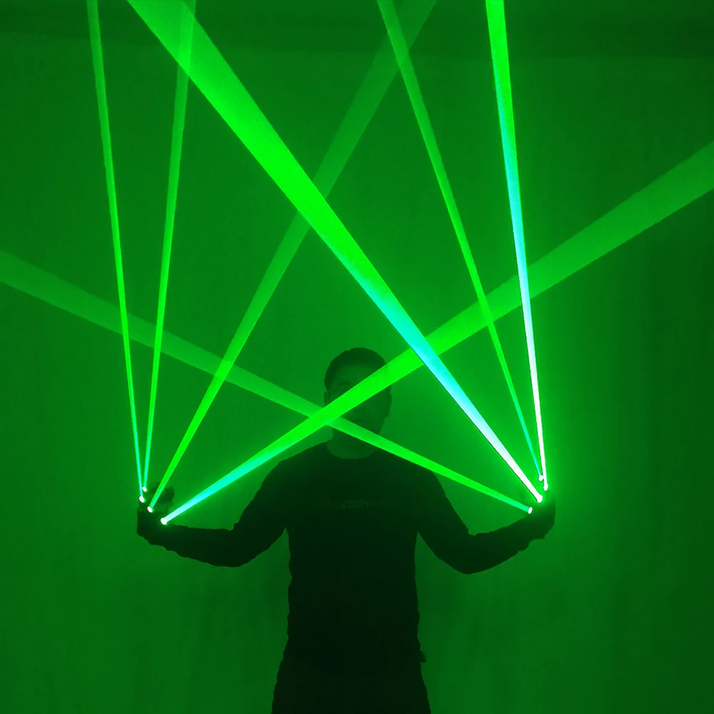 Glow Gloves Laser 523nm Big Beam Dancing Stage LED Flash Finger Palm Light Dress Up Robot Suit