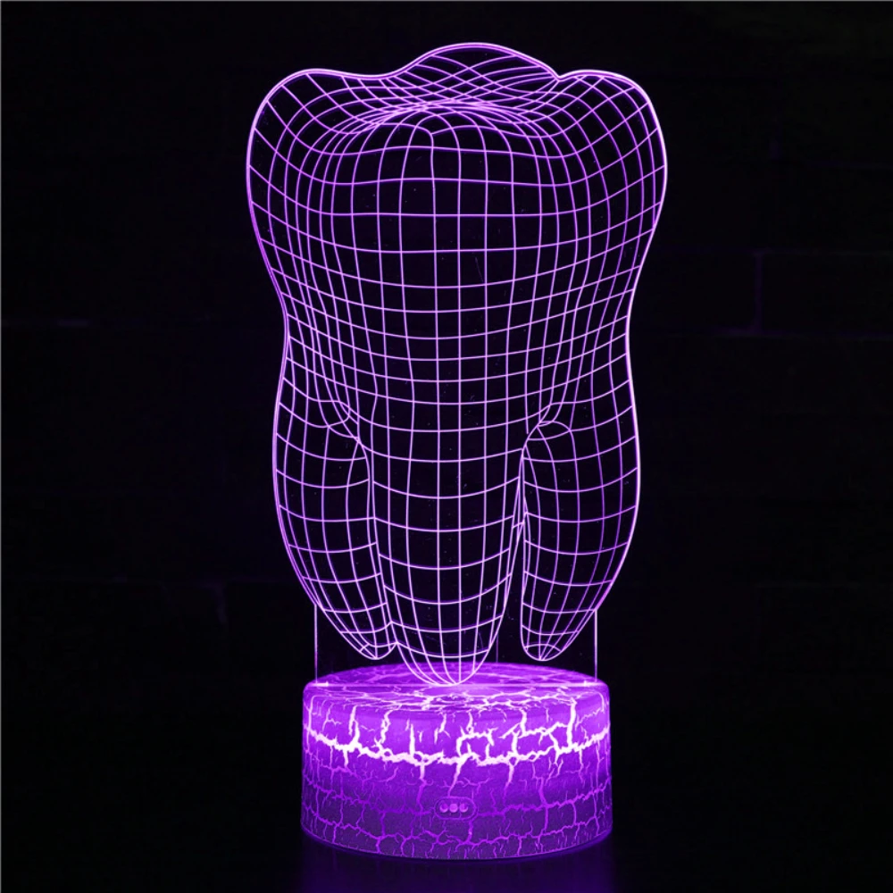 Nighdn Tooth Acrylic Led Night Light 3D Illusion Lamp 7 Colors Changing USB Table Bedside Lamp Birthday Christmas Gift for Kids