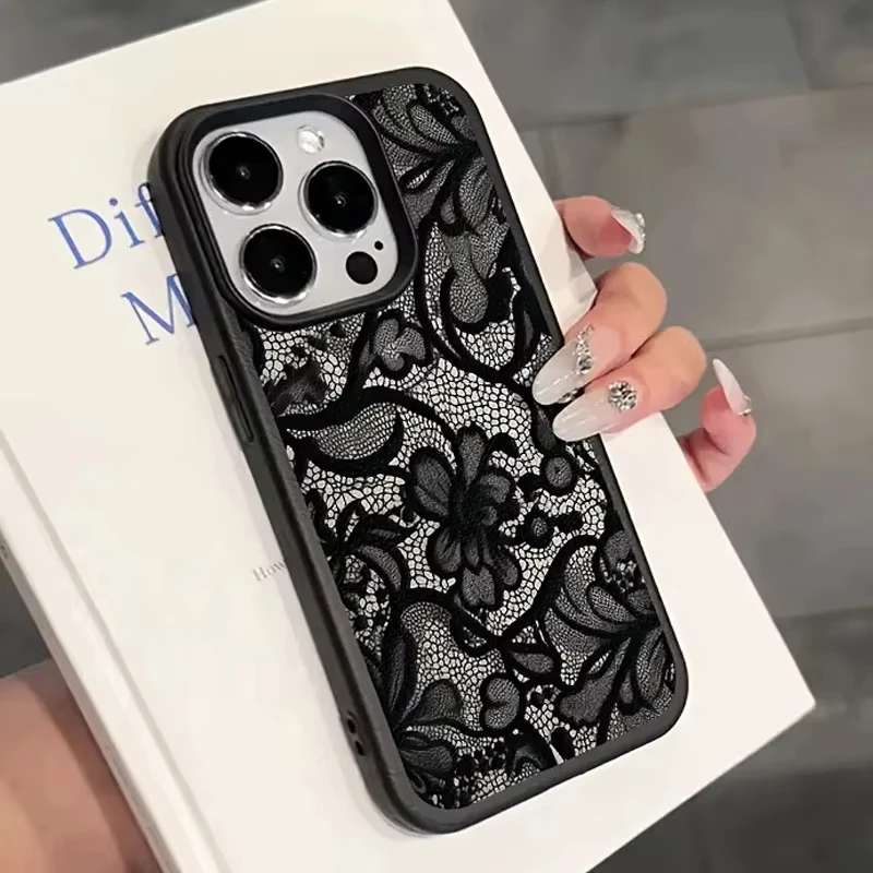 Elegant Black Lace Soft Silicone Shockproof Phone Case