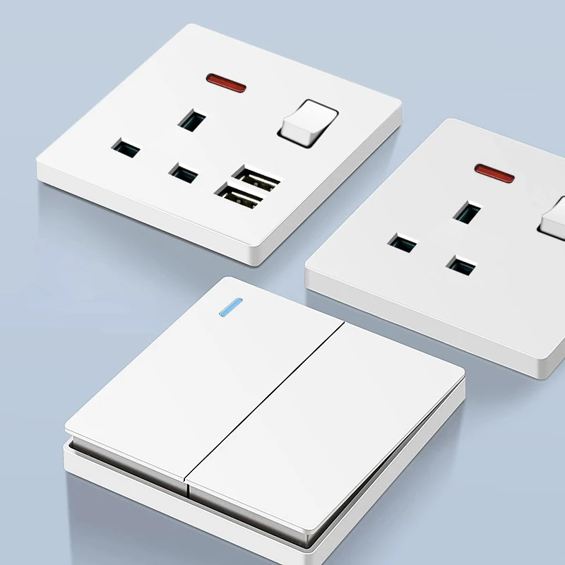 UK-13A-Wall-Smart-Type-C-18W-Fast-Charging-socket-White-Universal-Dual ...
