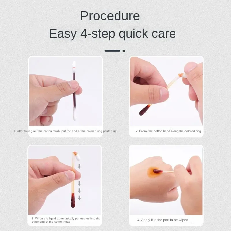 Disposable Medical Alcohol Sticks Disinfection Iodine Cotton Swabs Emergency First Aid Clean Wounds Supplies 50/100pcs disposable cotton swabs