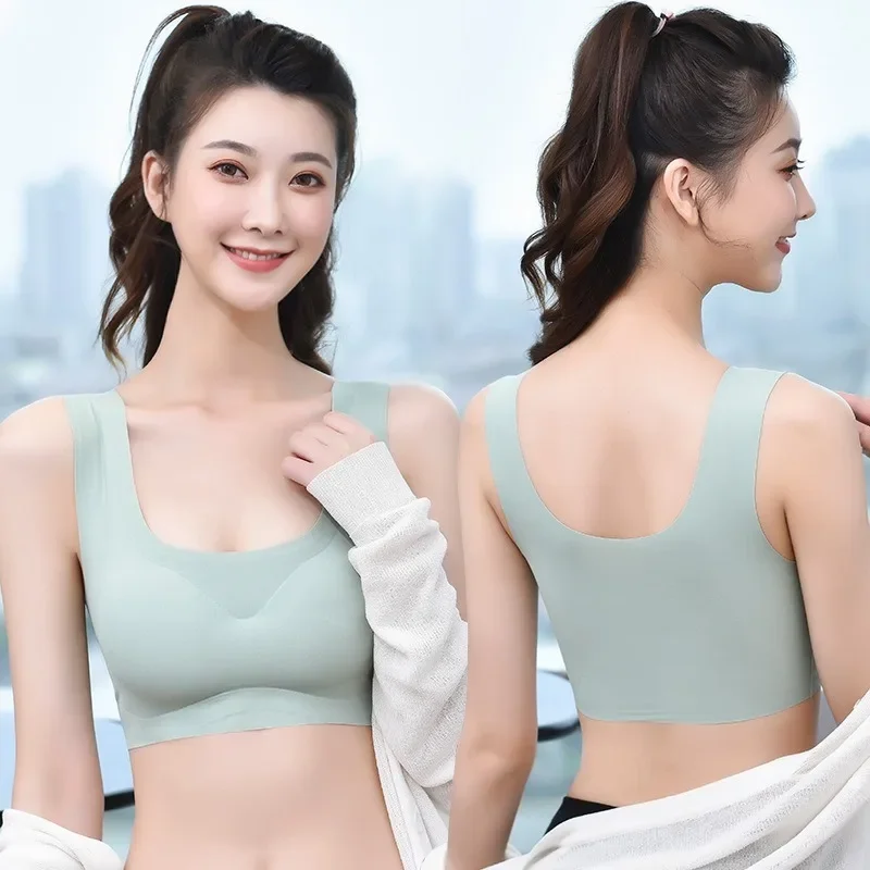 

Explosions Japan seamless underwear ladies ice silk back wrapped sports yoga vest bra Autumn and winter fashion items