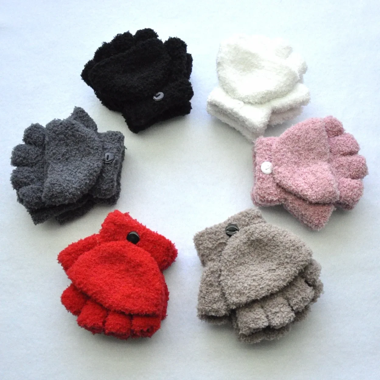 Kids Winter Warm Gloves 5-11years Baby Girls Baby Boys Cashmere Coral Fleece Thick Half Fingered Flap Mittens winter gloves baby mittens