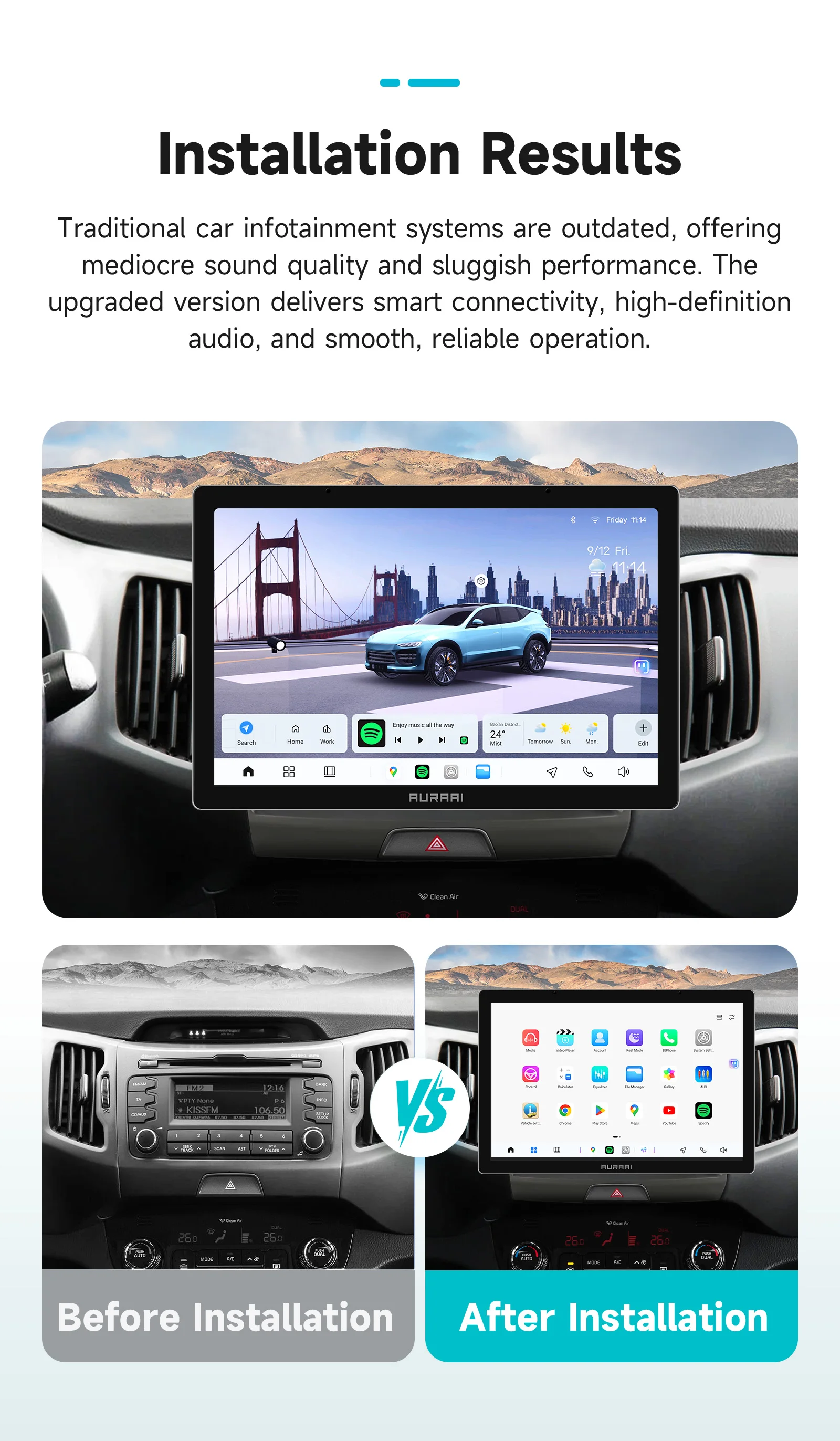AURAAI 8-Kern Android Autoradio für KIA Sportage 3 2011-2014 2015 2016 Autoradio 2K Intelligenter Bildschirm GPS 360 Kamera AI Carplay – Detail 3