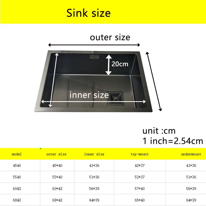 Nano black kitchen sink above counter or udermount sinks vegetable washing basin 304 stainless steel single bowl sink kitchen 4
