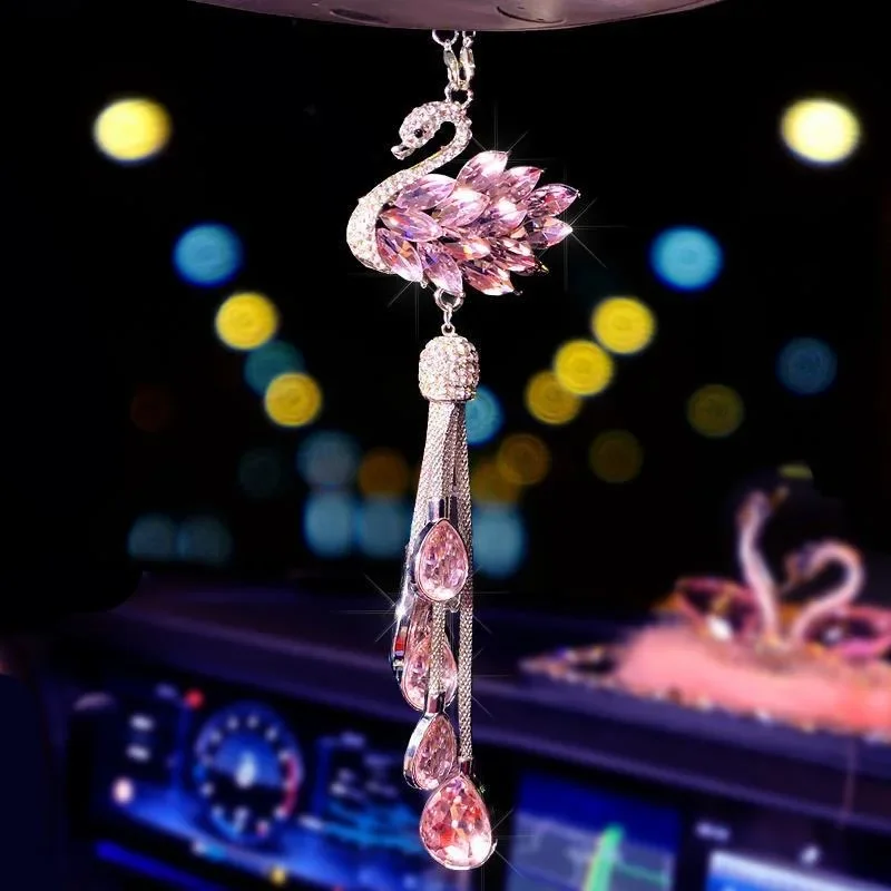 Bling Butterfly Car Mirror Charm - Crystal Rhinestone Hanging Pendant For Rear View Mirror (Purple) - View #11