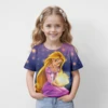 MINISO Disney Princess Rapunzel 2024 Summer 4-14 Years Children Kids Cool Boy Cute Girls Lightweight 3D Print T-Shirt Tops 1