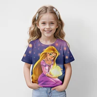MINISO Disney Princess Rapunzel 2024 Summer 4-14 Years Children Kids Cool Boy Cute Girls Lightweight 3D Print T-Shirt Tops 1