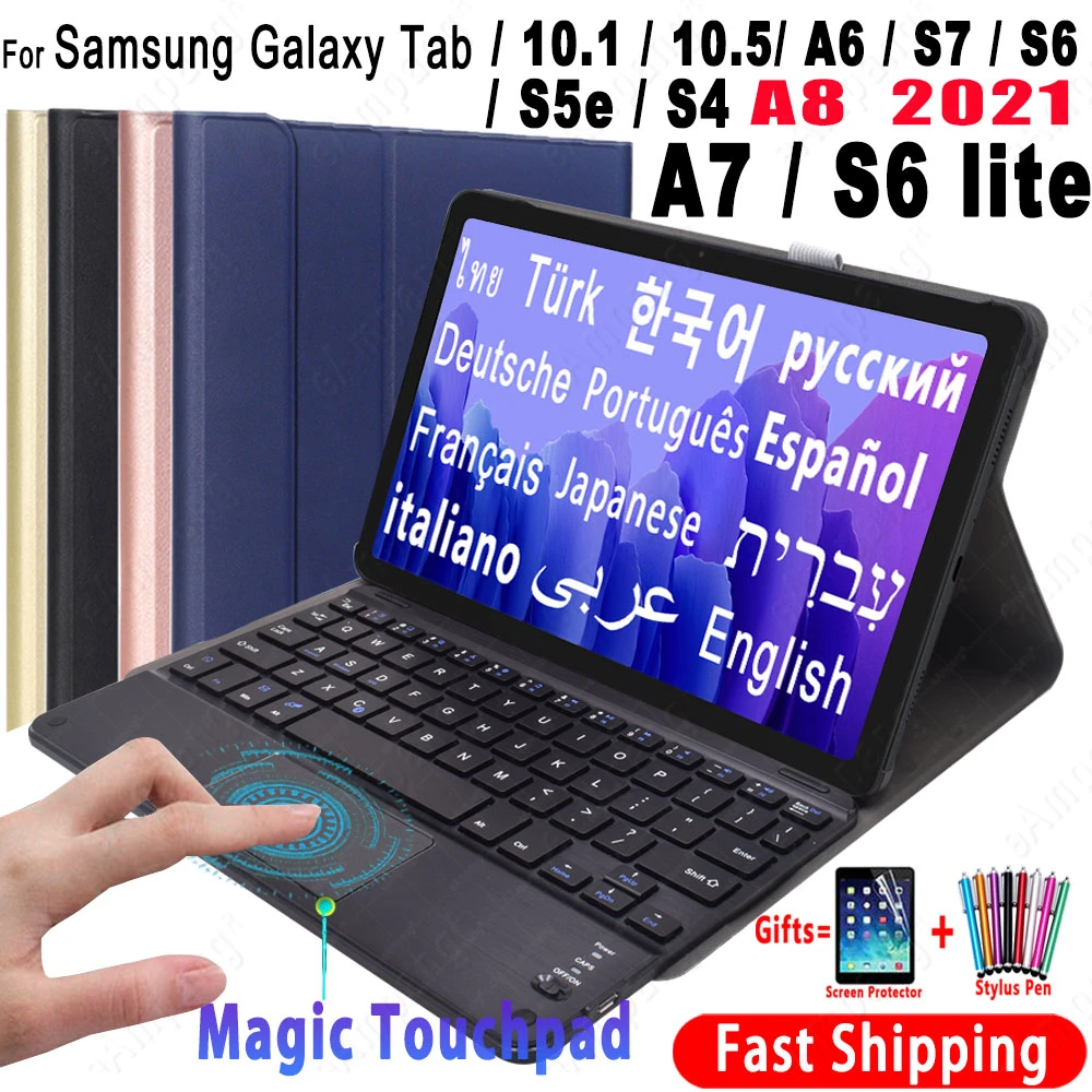 Funda con teclado táctil para Galaxy Tab A8 2022 A7 2020 10,4 A 10,1 2019 10,5 A6 2016 S7 S8 11 S6 Lite S5e S6 10,5|Fundas de tablets y libros electrónicos| - AliExpress