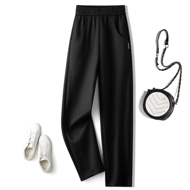 Spring Autumn Korean Fashion Loose Casual Wide Leg Pants Ladies Solid Color Simple All-match Straight Sweatpants Women Trousers
