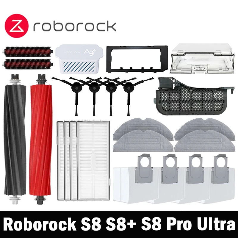 Roborock S8 S8 Pro Ultra S8 + Robot odkurzające części zamienne główne szczotki boczne końcówki do mopa filtry HEPA akcesoria worki do odkurzacza