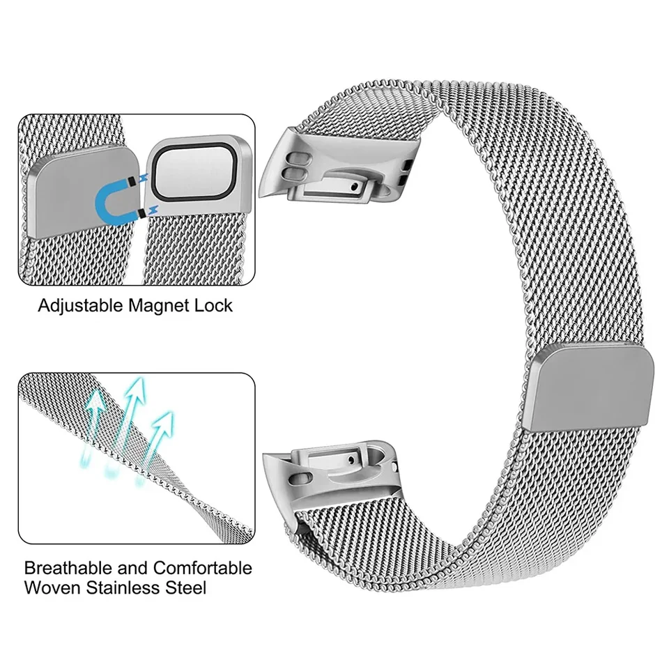 Bracelet pour Fitbit Charge 6 - Acier inoxydable - Milanais Magnétique - Champagne