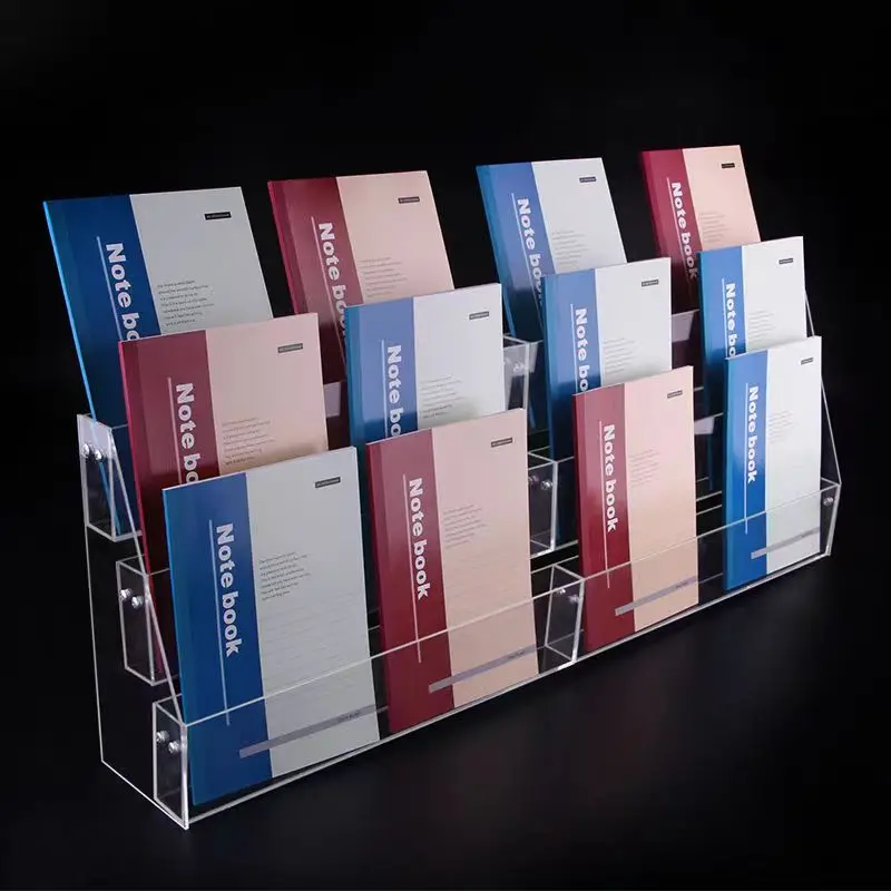 2 6 Layer Acrylic Book Shelf Brochure Newspaper Magazine storage Clear