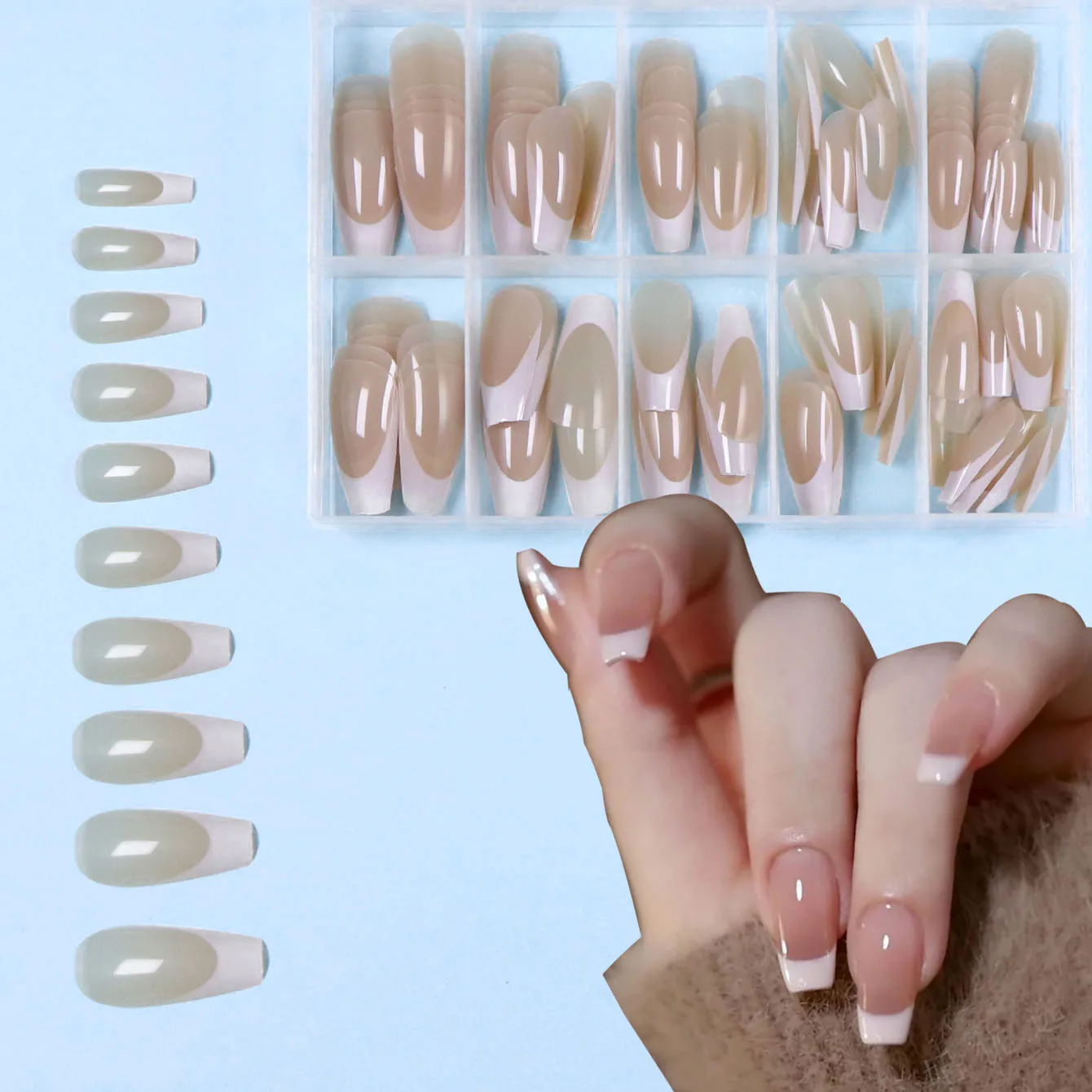 120 Stück - Box Mandelförmige Weiße Französische Kunstnägel für Stilvolle Frauen & Mädchen, Perfekt für den Alltag oder Festliche Anlässe – Detail 9