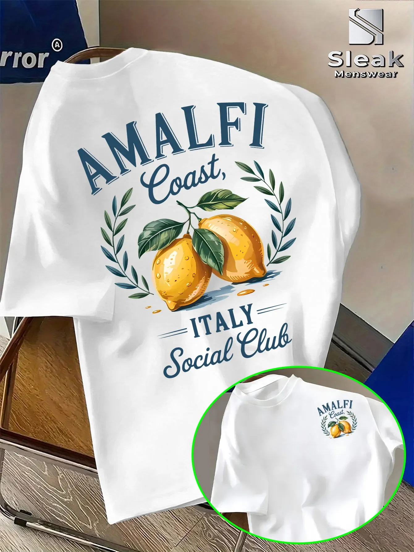 2026 Herren-T-Shirt mit italienischem Amalfi-Küsten-Zitronenmuster, Sommerliches Freizeit-Kurzarm-T-Shirt für den Urlaub, Outdoor-Sport-Oberteil