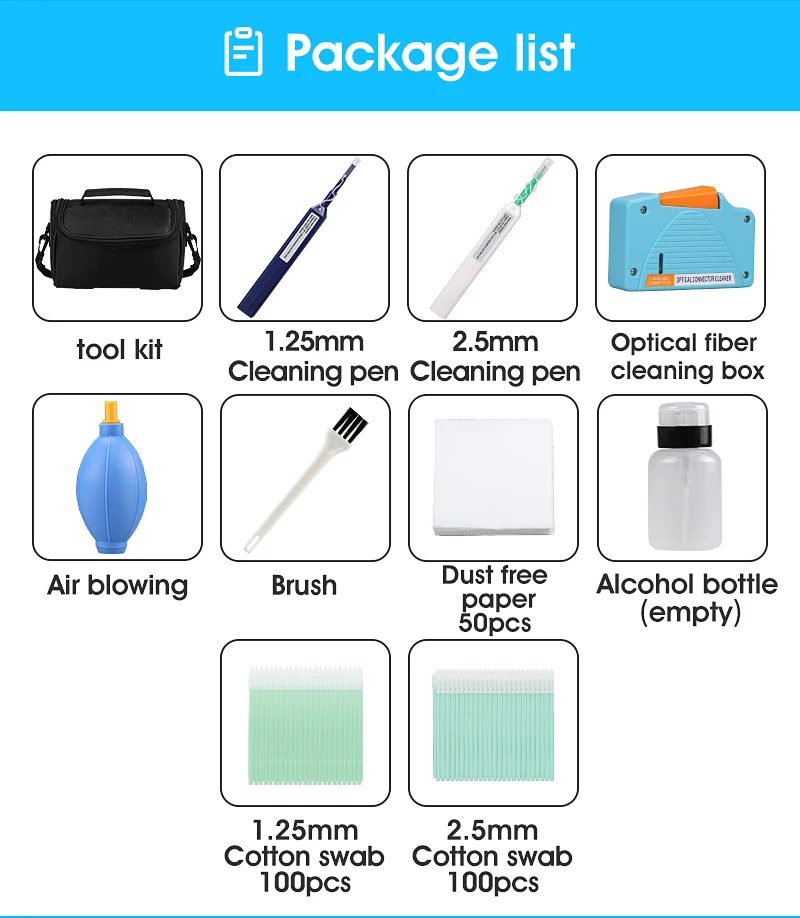 8Pcs/set Fiber Cleaning Tools Fiber Cleaning Kit Fiber Optic FTTH Tool Kit Network Testing Tool