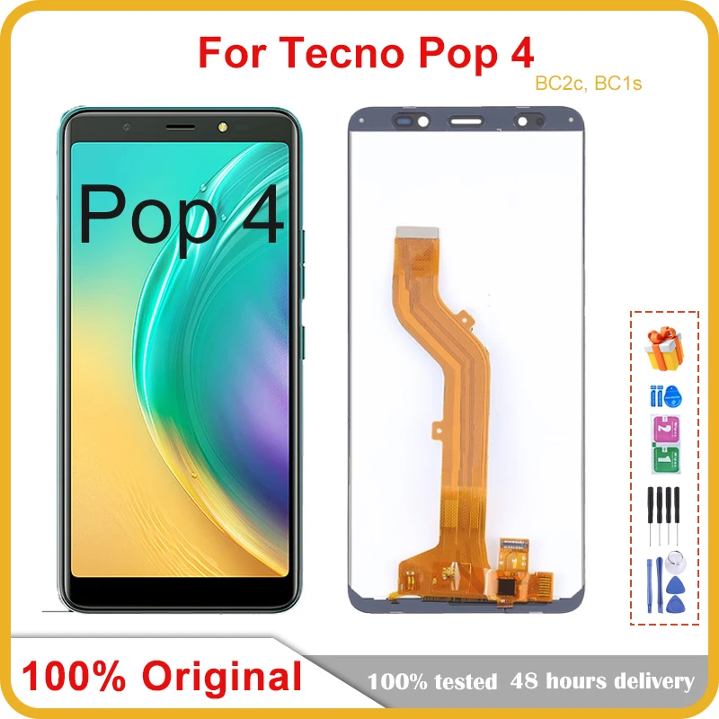

6,0 "оригинальный для Tecno POP 4 BC2 ЖК-дисплей кодирующий преобразователь сенсорного экрана в сборе POP4 BC2c Новые запасные части для ремонта ЖК-дисплея