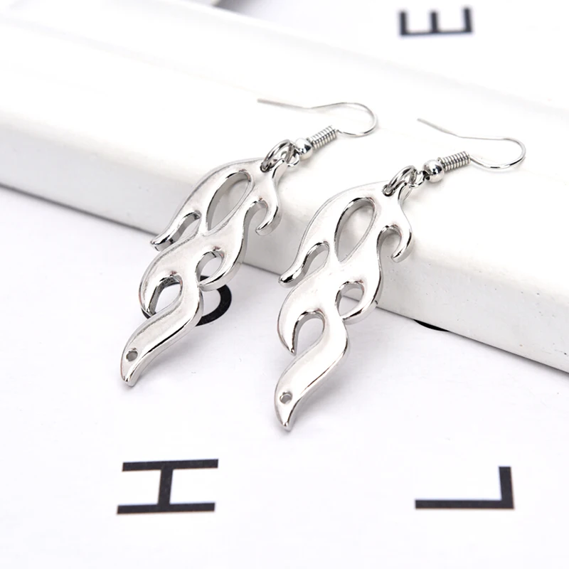 New Brand  Punk Rock Girl Fashion Jewelry Accessories Metal Geometric Chic Hip Hop Dangle Flame Womens Hoop Long Earrings