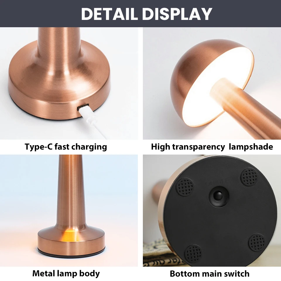 Mushroom LED Desk Lamp USB Charging Table Lamp Three Colors Touch Switch Bar Bedroom Lamps Home Decoration Reading Night Light