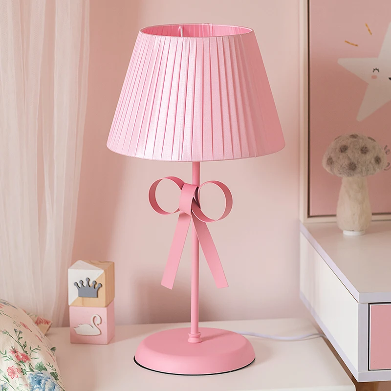 F6 Pink Bow Design Table Lamp, Adjustable Princess Pink Light, Kids' Room Bedside Lamp, Remote-Controlled Nightstand Light 2