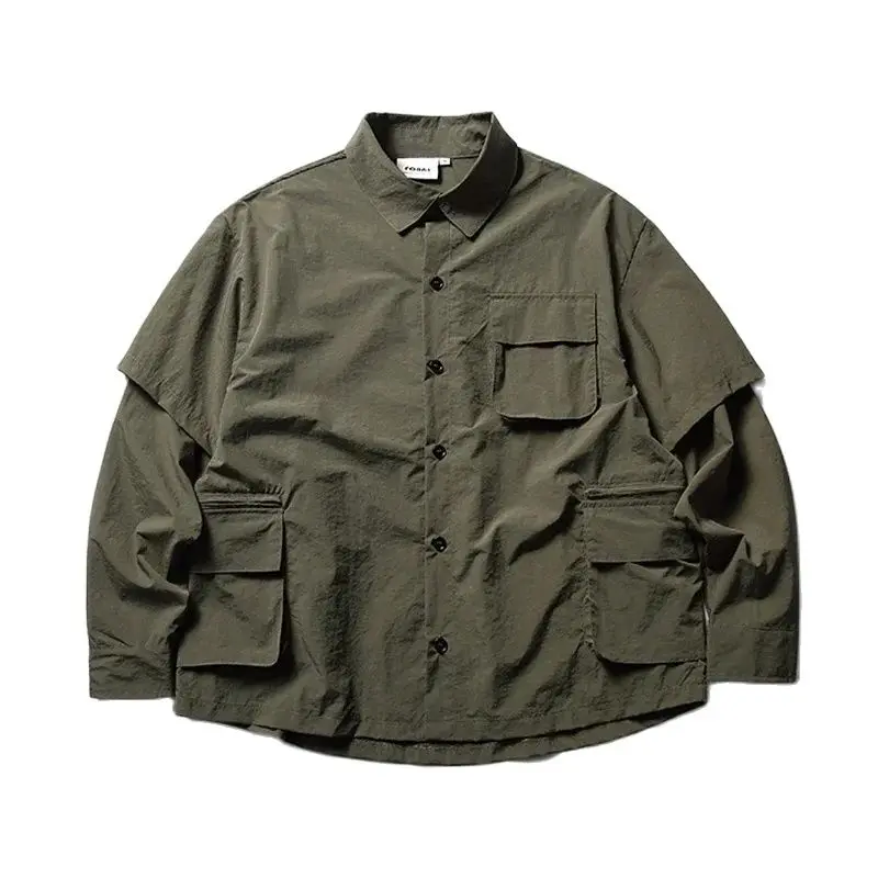 

Men Cityboy Outdoor Fashion Multi Pocket Loose Casual Splice Long Sleeve Cargo Shirts Male Harajuku Streetwear Oversize Shirts