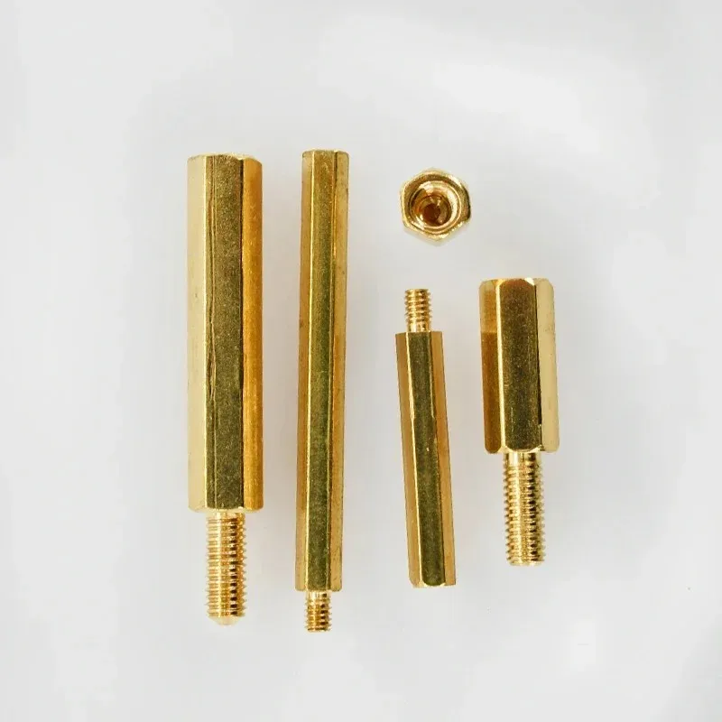 100PCS M2 M2.5 M3 M4 남성-여성 육각 황동 마더 보드 스탠드 오프 육각형 PCB 지원 랙 스터드 마운트 컬럼 간격 나사 볼트