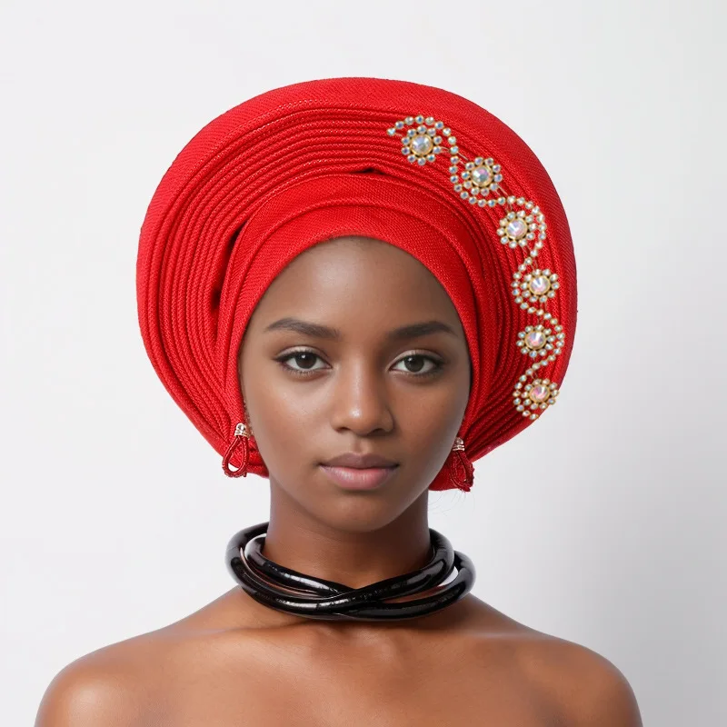 Nigeria Headtie Wedding Party Head Ties Female Head Wraps African Auto Gele Women's Turban Cap